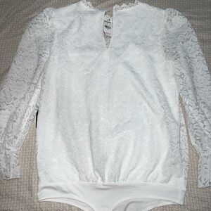 Lace Long Sleeve White Bodysuit